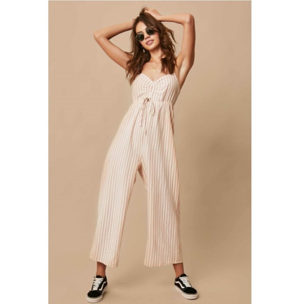 O'neill Anabella Striped Cropped Jumpsuit Sz L